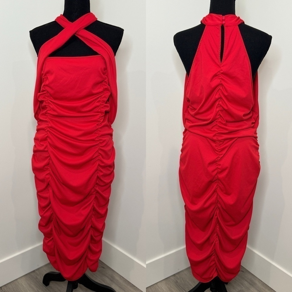 Grace Karin Red High Neck Sleeveless Dress (2XL)